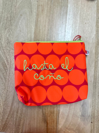 Naranja lunares grandes letra verde - Hasta el coño - Neceser