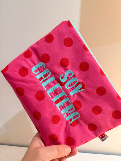 Neceser soy caletera lunares rosas letra celeste