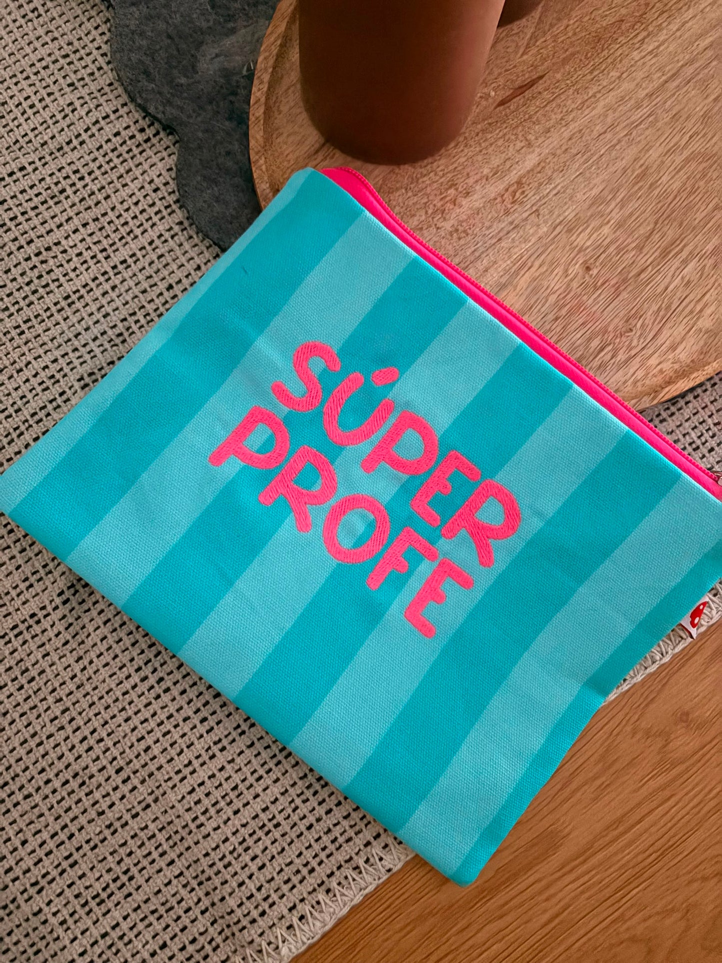 Neceser súper profe rayas azules