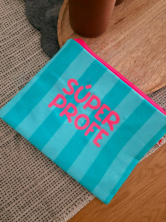 Neceser súper profe rayas azules