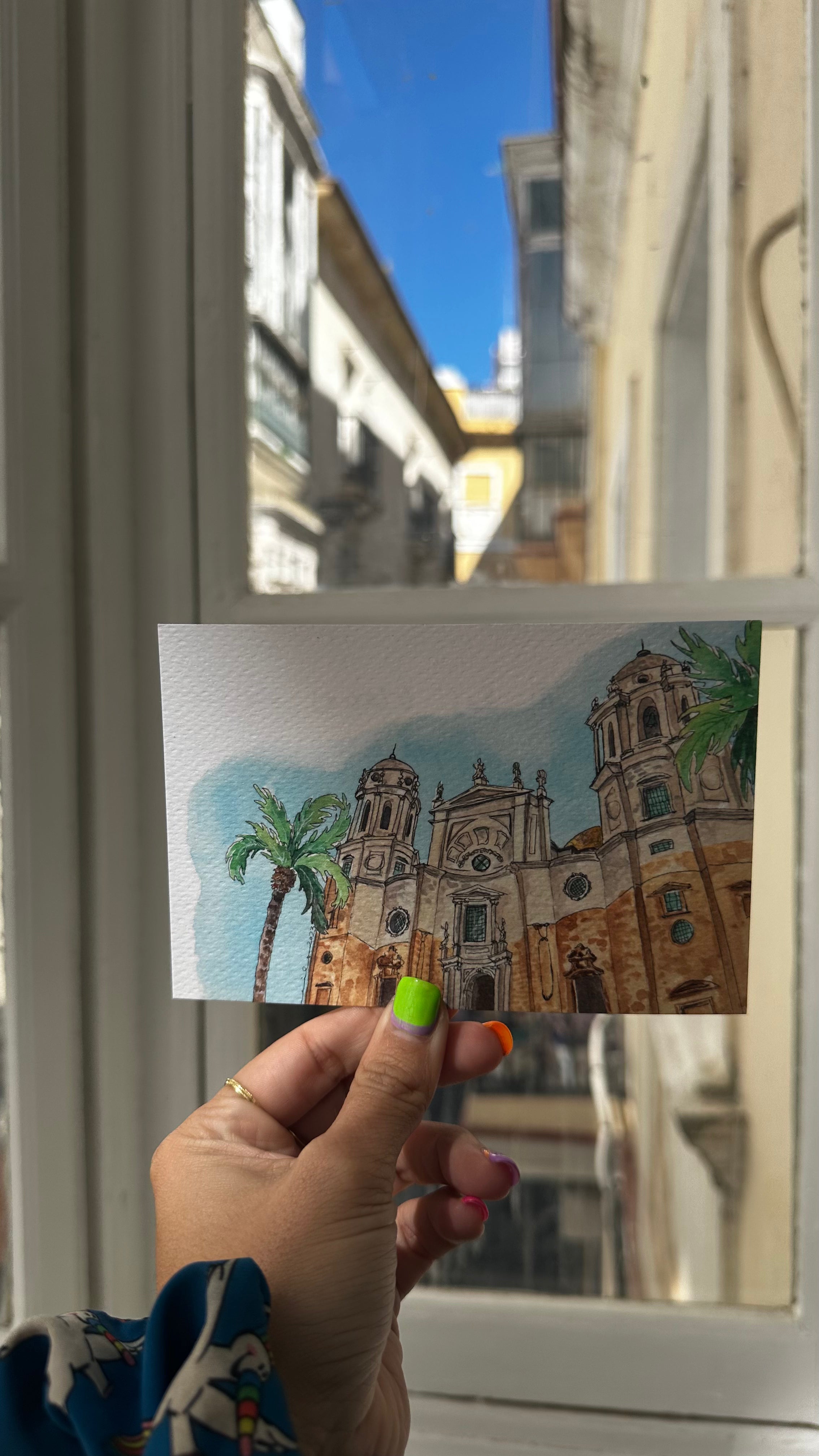 Postal Cádiz en acuarela - Catedral de Cádiz