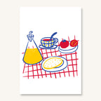 Lámina Desayuno andaluz azul rojo amarillo