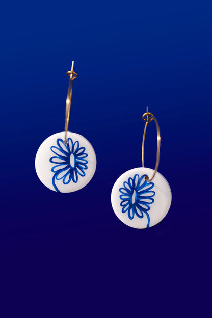 Pendientes margarita pintado a mano