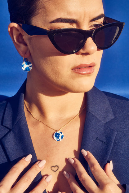Pendientes flores grandes pintado a mano