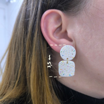 Pendientes blancos confeti