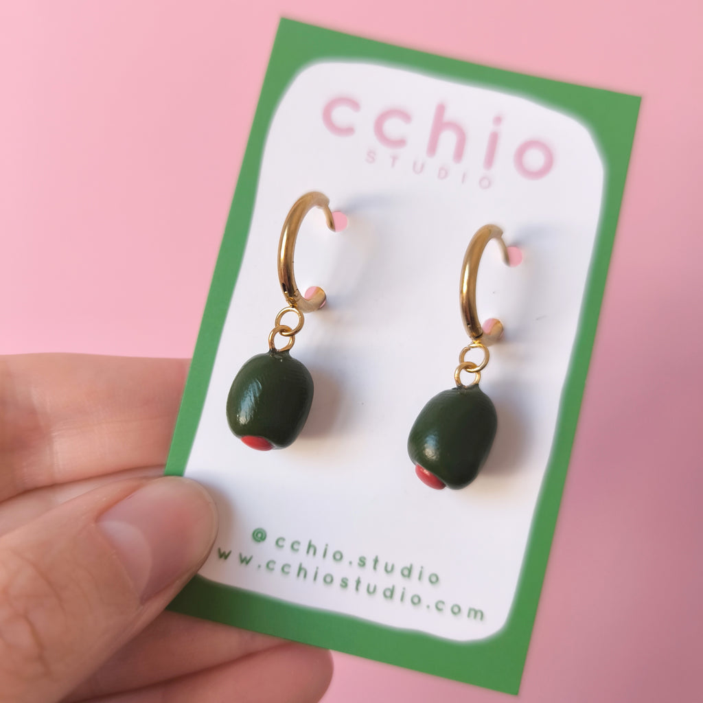 Pendientes Aceitunas aro dorado