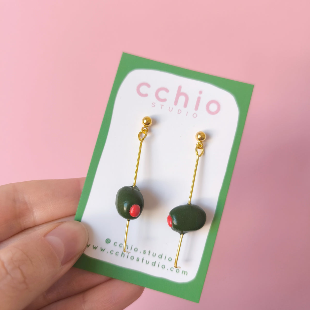 Pendientes Pincho de Aceitunas dorado