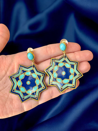 Pendientes azulejos grandes