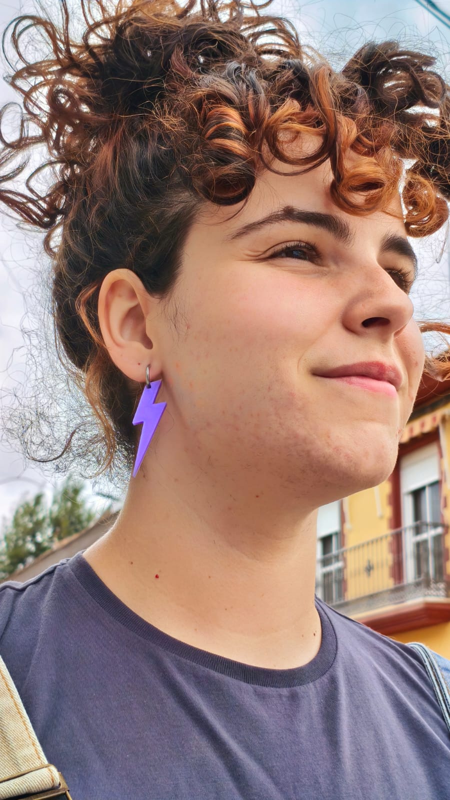 Pendientes Rayos MORADO/malva 3D - Dos tamaños