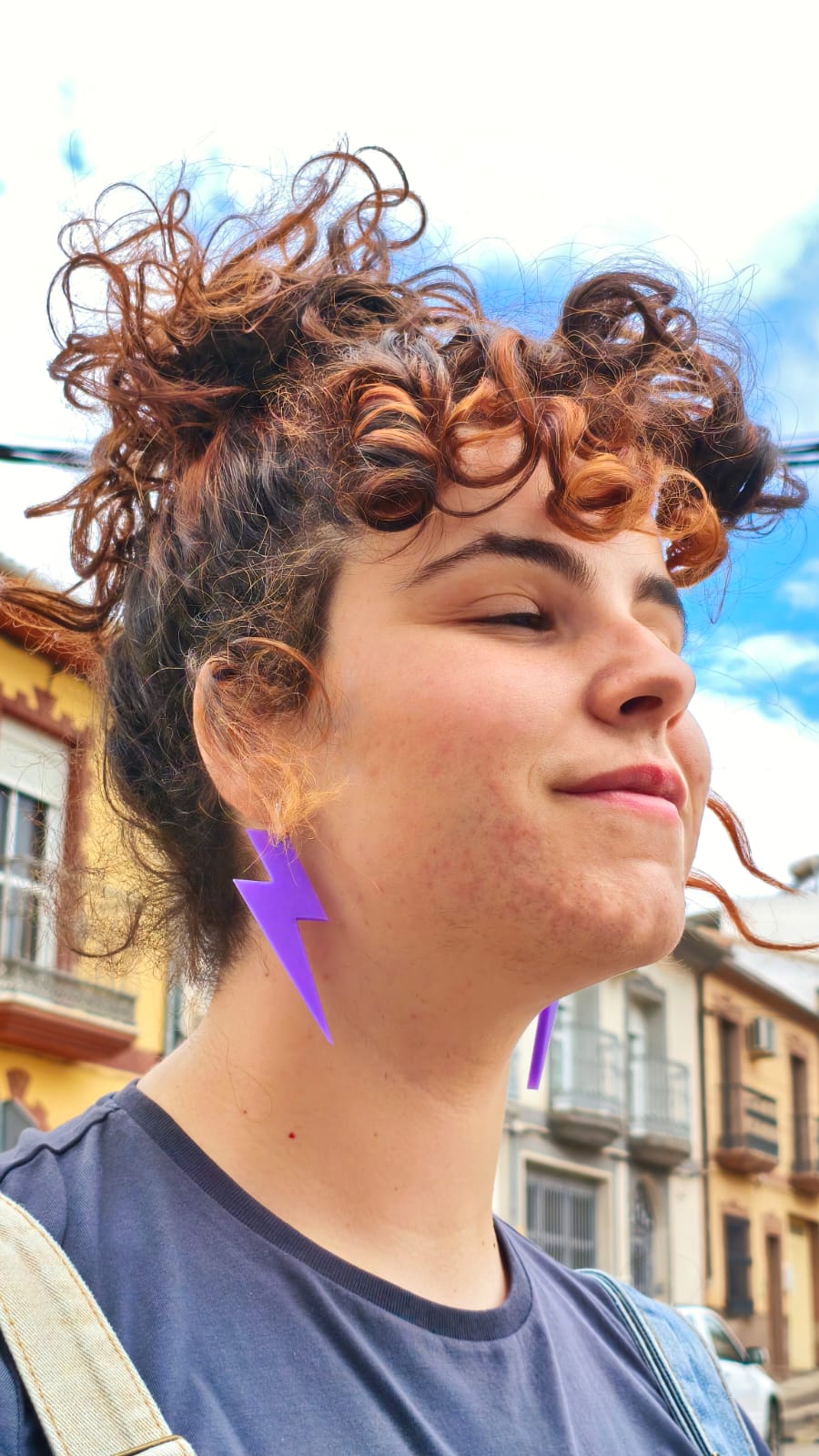 Pendientes Rayos MORADO/malva 3D - Dos tamaños