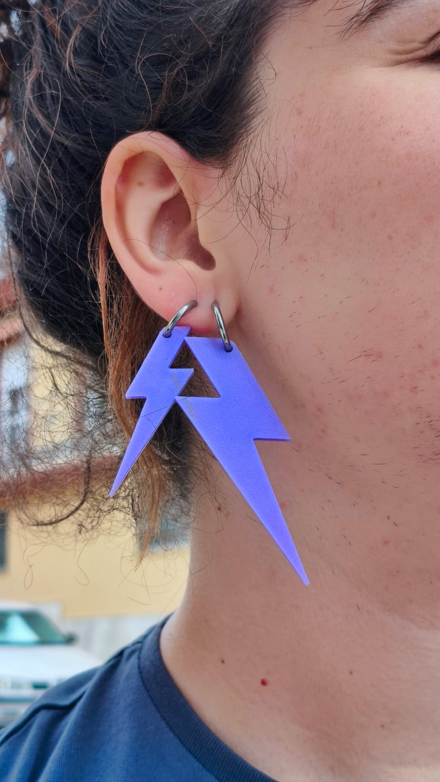 Pendientes Rayos MORADO/malva 3D - Dos tamaños
