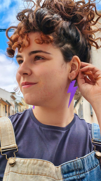 Pendientes Rayos MORADO/malva 3D - Dos tamaños