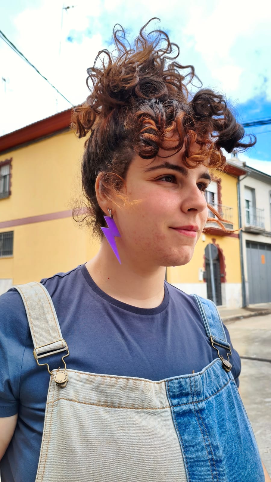 Pendientes Rayos MORADO/malva 3D - Dos tamaños