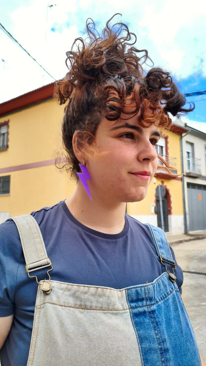 Pendientes Rayos MORADO/malva 3D - Dos tamaños