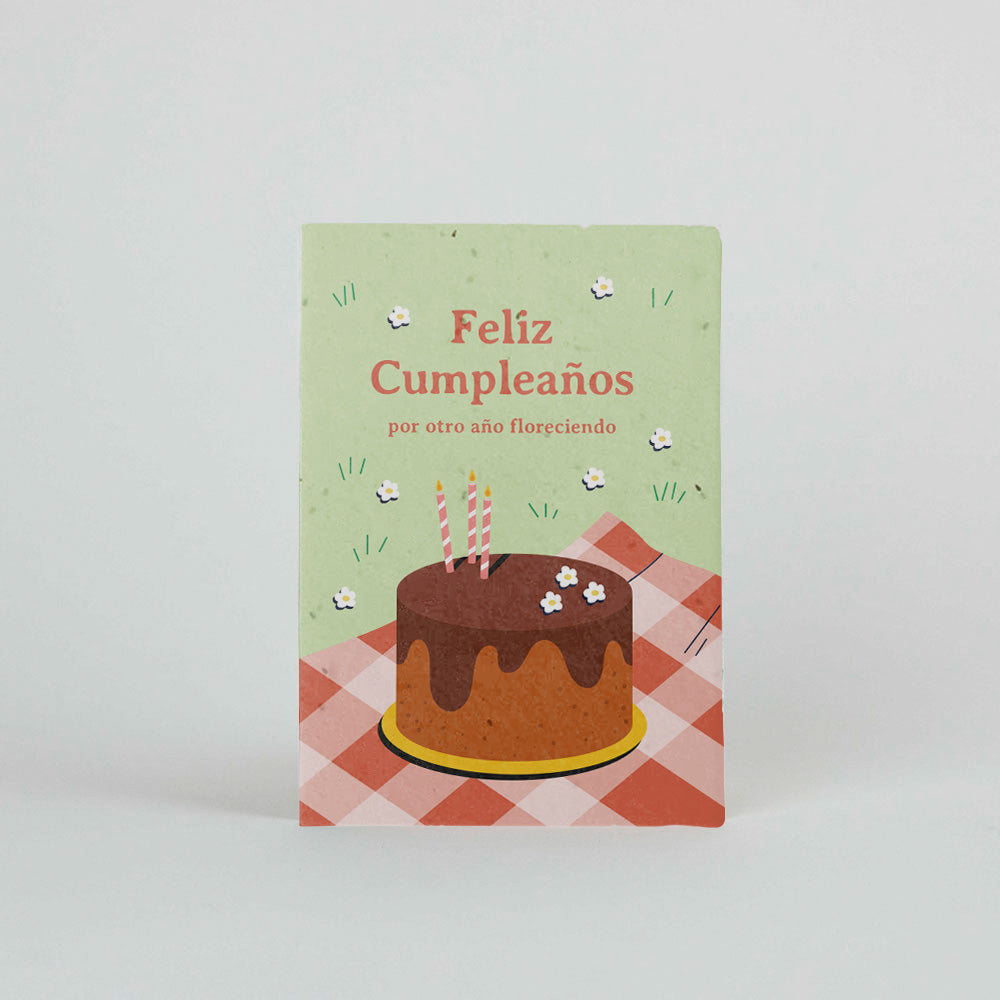 Postal plantable - Feliz cumpleaños tarta