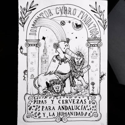 Lámina Curro: Pipas y cervezas