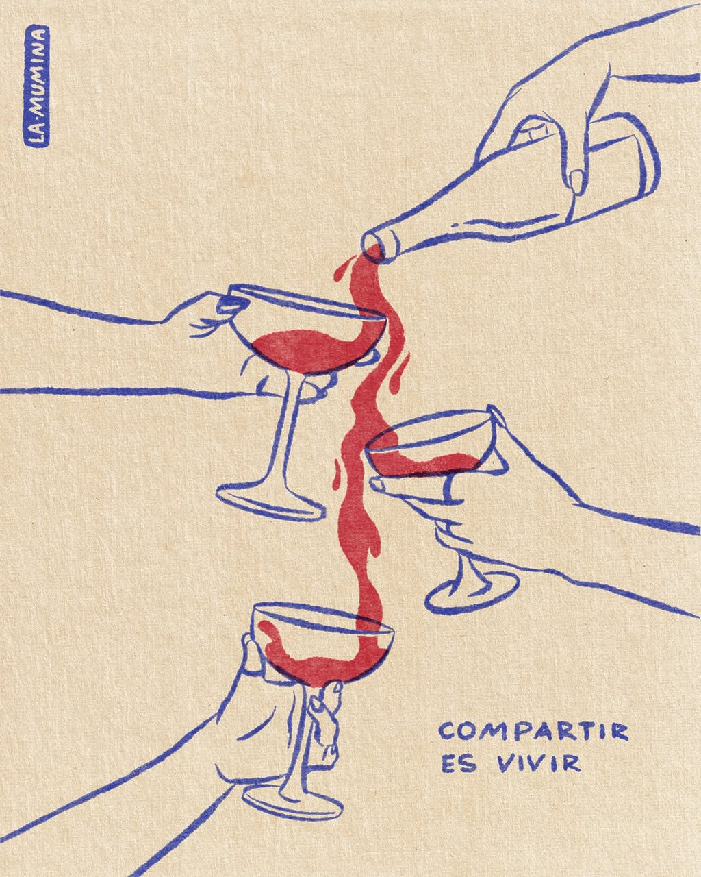 Lámina Compartir es vivir - Copas de vino