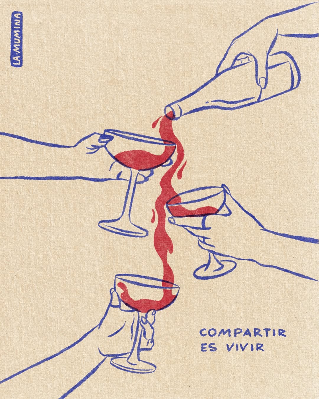 Lámina Compartir es vivir - Copas de vino