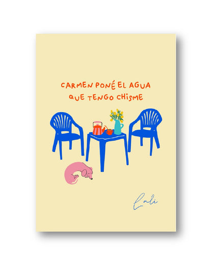 Lámina Carmen poné el agua, que tengo chisme