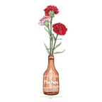 Lámina Botellín Mahou con flores claveles rojos