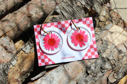 Pendientes Margaritas ROJA encapsuladas