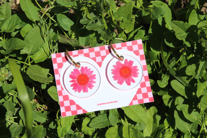 Pendientes Margaritas ROJA encapsuladas