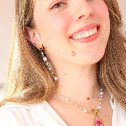 Pendiente perlas aro dorado