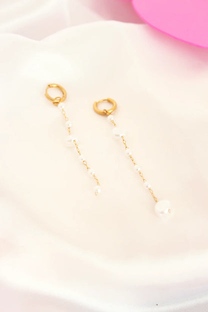 Pendiente perlas aro dorado