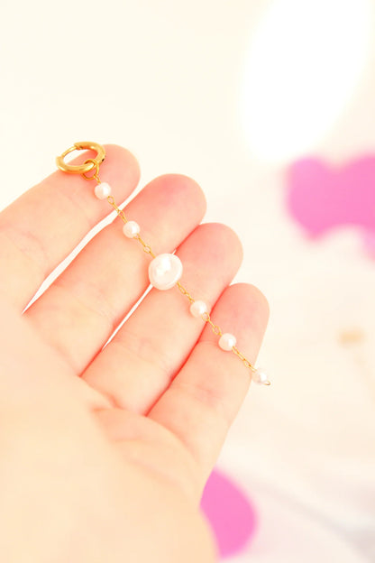 Pendiente perlas aro dorado