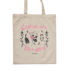 Totebag Gatos, libros y vino, será mi destino de María Gómez