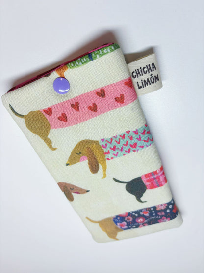 Funda de gafas perros salchichas vestido colores