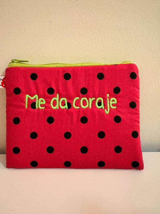 Morado lunares letra verde - Monedero - Me da coraje