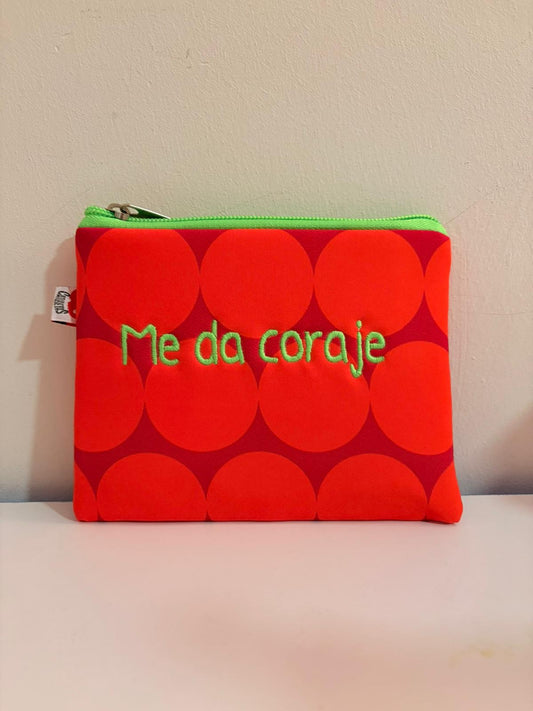 Naranja lunares grandes letra verde - Monedero - Me da coraje