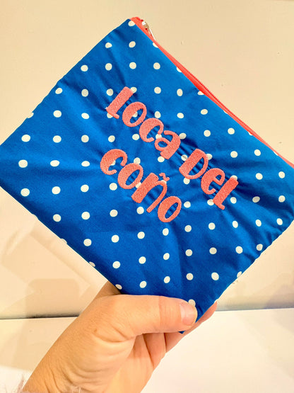 Azul lunares letra coral - Loca del coño - Neceser