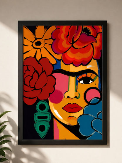 Lámina versión Frida flores grandes colores