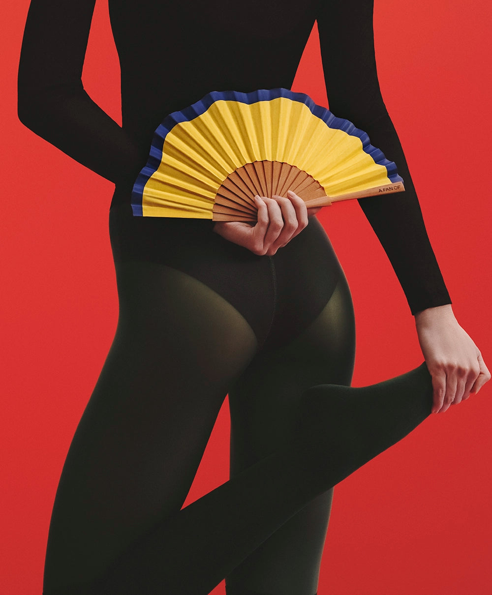 Abanico Mini Formas Amarillo y azul- Fluid Shapes