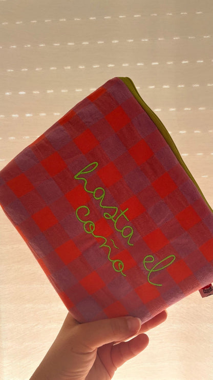 Vichy coral lila letra verde - Hasta el coño - Neceser