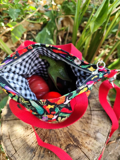 Bolso negro huerta frutas y verduras