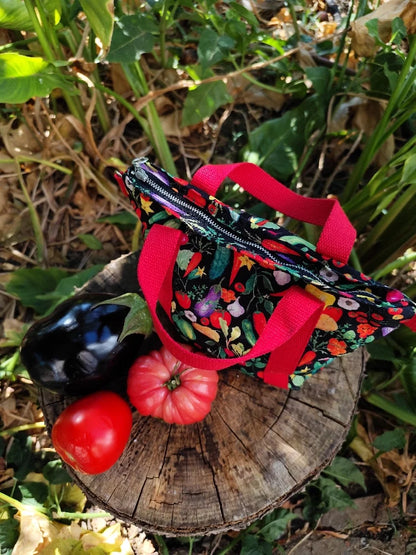 Bolso negro huerta frutas y verduras