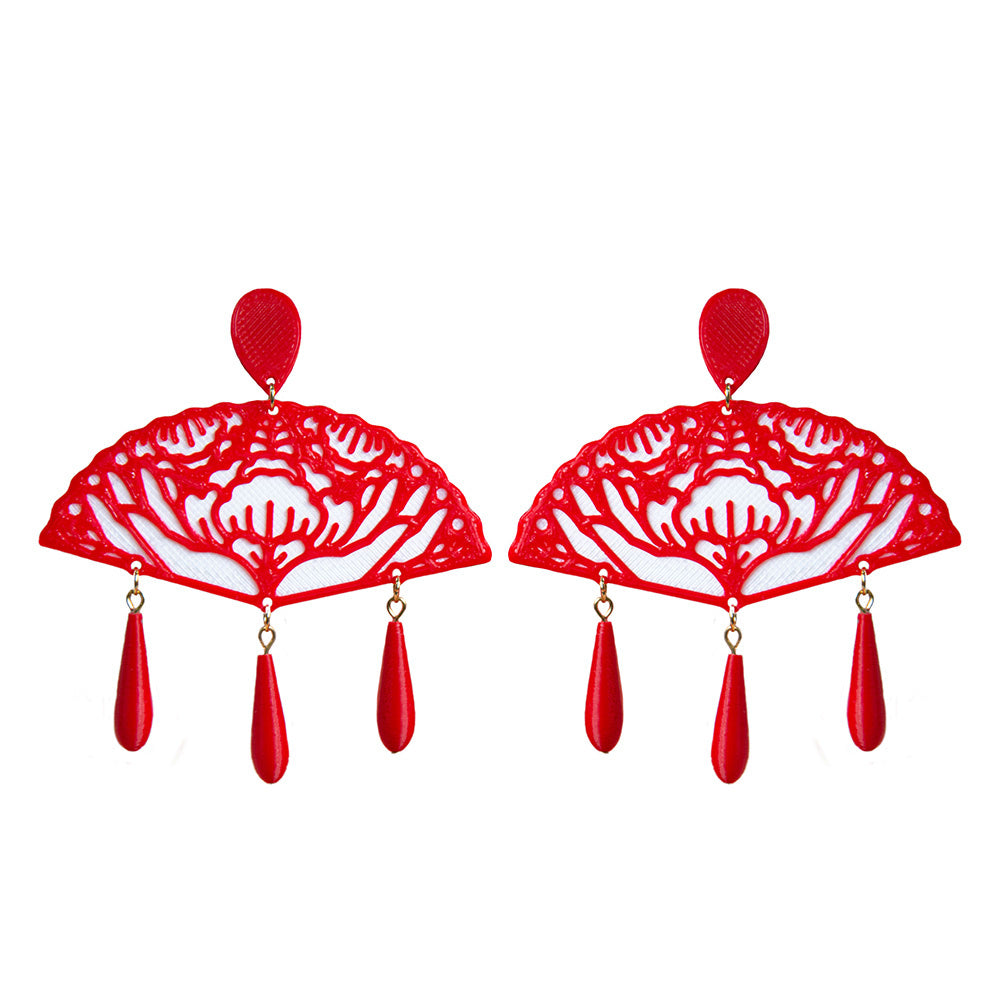 Pendientes abanicos rojos