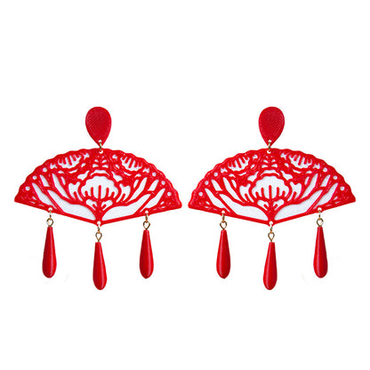 Pendientes abanicos rojos