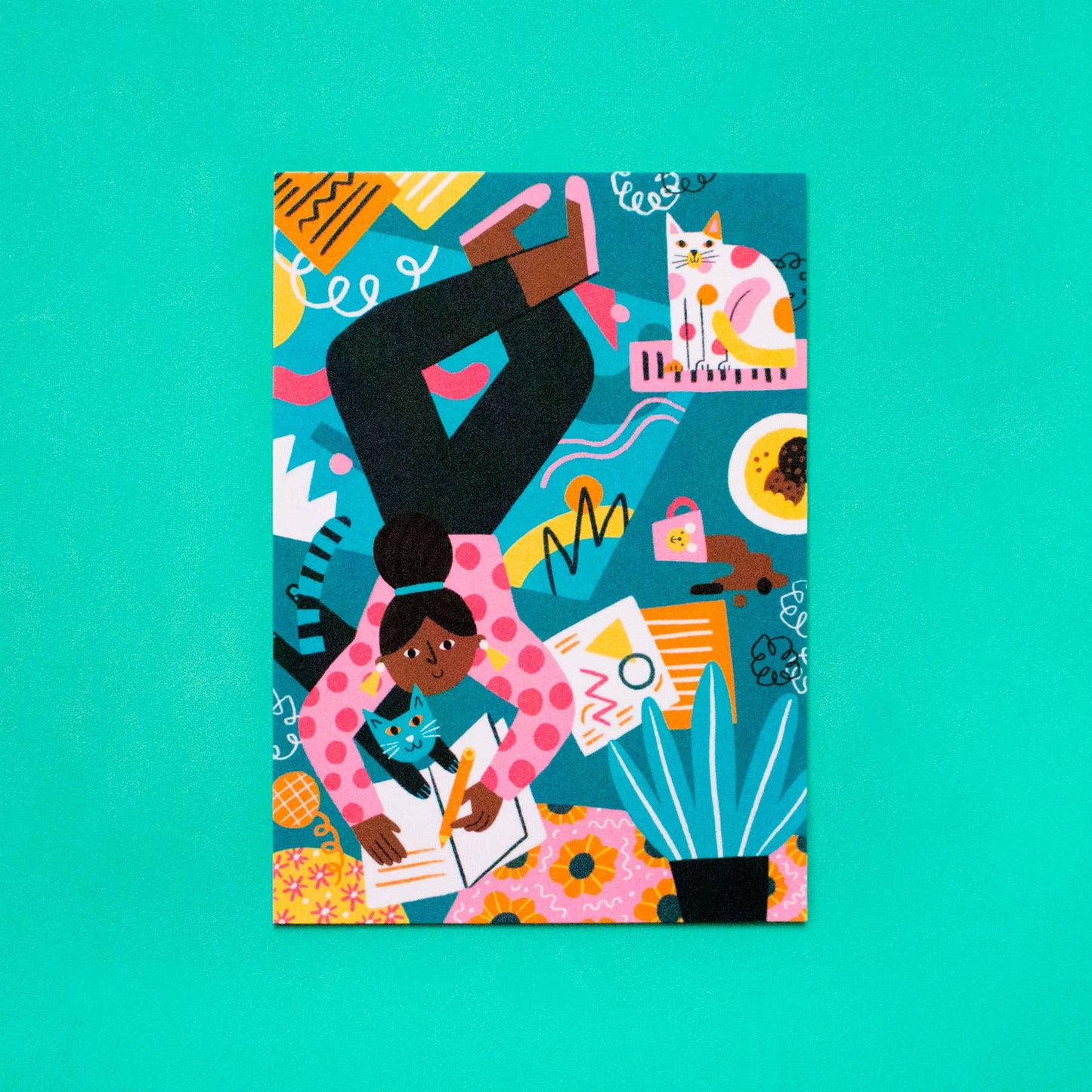 Postal Chica con gatos