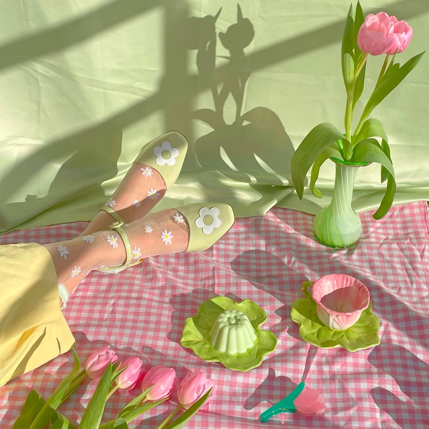 Calcetines margaritas blancas transparente