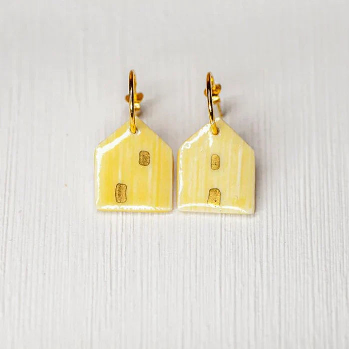 Yellow Porcelain Houses Earrings