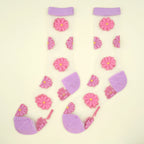 Calcetines margaritas rosas transparentes