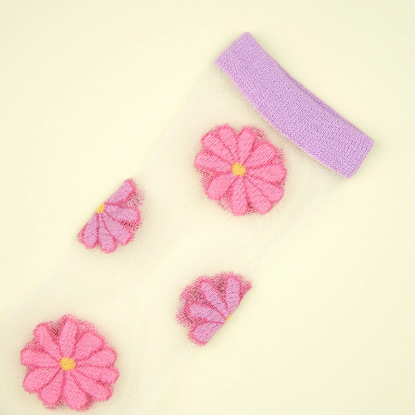 Calcetines margaritas rosas transparentes