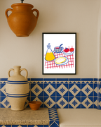Lámina Desayuno andaluz azul rojo amarillo
