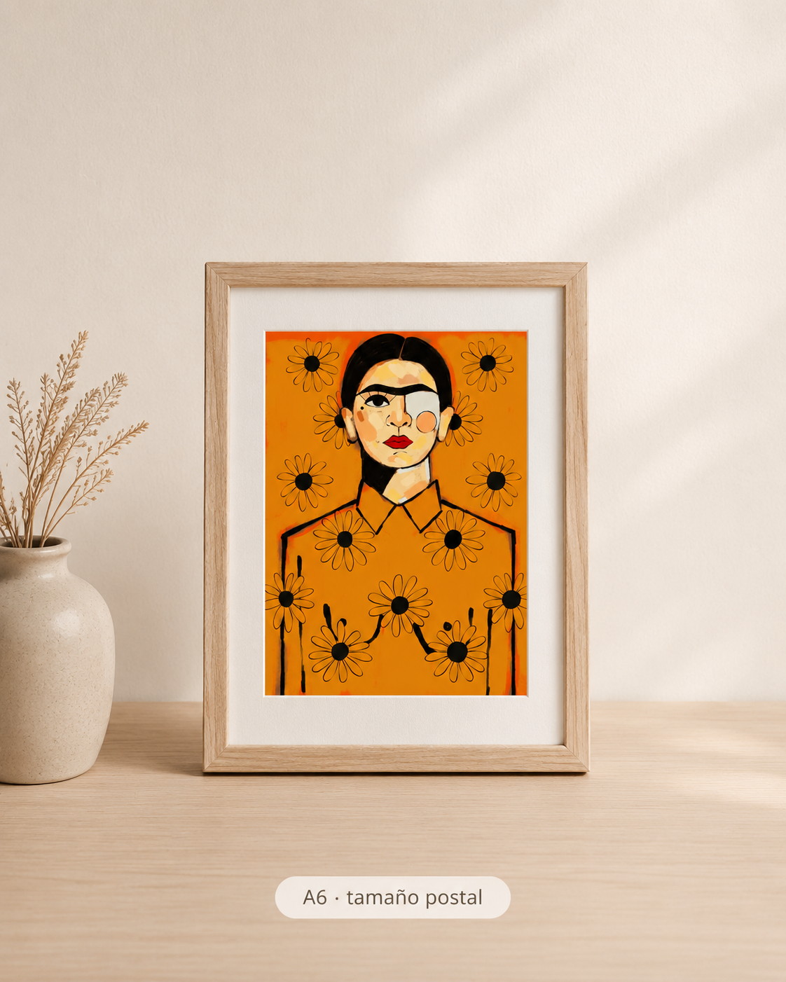 Lámina versión Frida flores amarillas