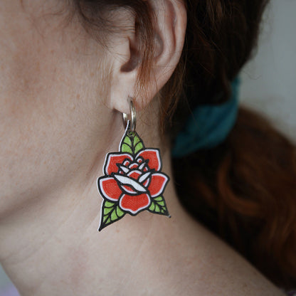 Pendientes Rosa tattoo 3D