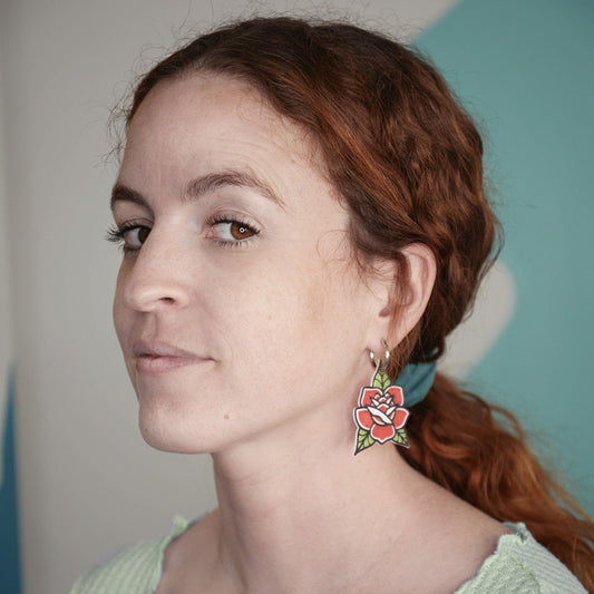 Pendientes Rosa tattoo 3D